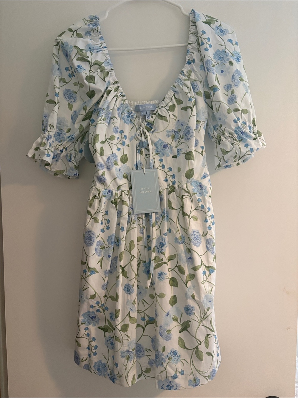Hill House Gardenia Blue & White Floral Mini Dress